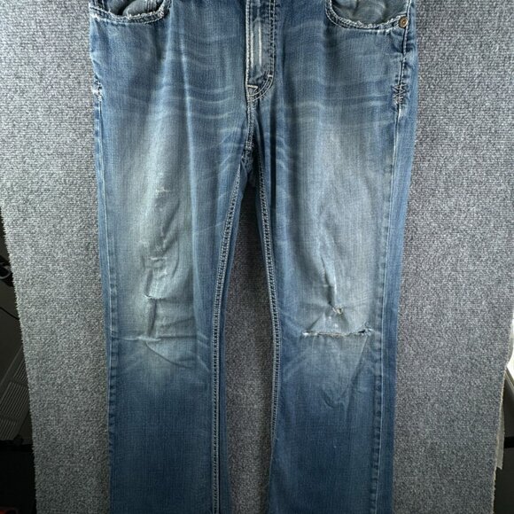 BKE Carter Jeans Size 32 Blue Denim Adult Distressed Cotton Urban Pants Trouser - Picture 1 of 16